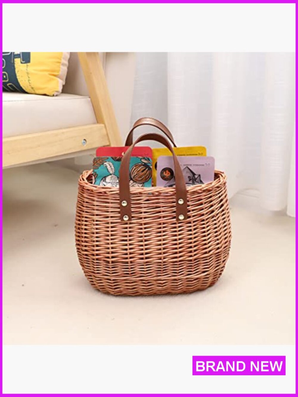 Straw Woven Tote Bag Handmade Rattan Hobo Summer Beach Shopping Classic Vintage - Picture 3 of 7